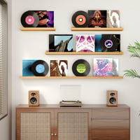 Raft de perete suspendat Feihorrm, set de 2, 60 cm, lemn MDF, pentru rame foto și decorațiuni, design industrial, pentru birou, dormitor și bucătărie, bej 5