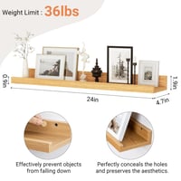 Raft de perete suspendat Feihorrm, set de 2, 60 cm, lemn MDF, pentru rame foto și decorațiuni, design industrial, pentru birou, dormitor și bucătărie, bej 3