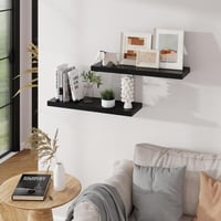 Feihorrm Lebegő Fali Polc Fekete MDF 60cm Szett 2db Konyha Nappali Hálószoba 6