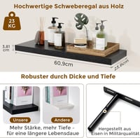 Feihorrm Lebegő Fali Polc Fekete MDF 60cm Szett 2db Konyha Nappali Hálószoba 3