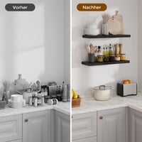 Feihorrm Lebegő Fali Polc Fekete MDF 60cm Szett 2db Konyha Nappali Hálószoba 7