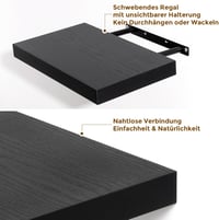 Feihorrm Lebegő Fali Polc Fekete MDF 60cm Szett 2db Konyha Nappali Hálószoba 4