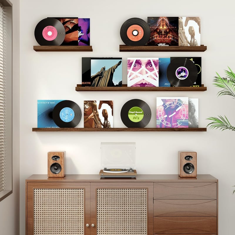 Feihorrm Lebegő Polc 60 cm MDF Fali Polc Vintage Barna Ipari Stílus 2 db