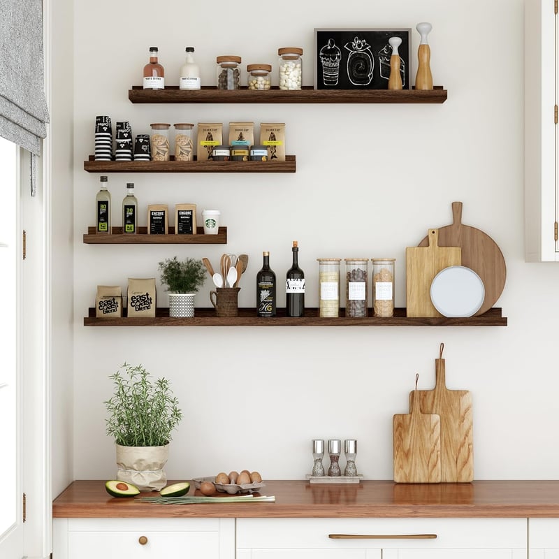 Feihorrm Lebegő Polc 60 cm MDF Fali Polc Vintage Barna Ipari Stílus 2 db