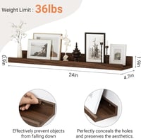 Feihorrm Lebegő Polc 60 cm MDF Fali Polc Vintage Barna Ipari Stílus 2 db 3