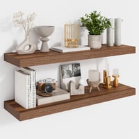 Set de 2 rafturi suspendate Feihorrm, 60x16,5x3,1 cm, rafturi din lemn cu montare pe perete, rafturi de perete maro închis pentru sufragerie, dormitor, bucătărie 1