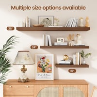 Set de 2 rafturi suspendate Feihorrm, 60x16,5x3,1 cm, rafturi din lemn cu montare pe perete, rafturi de perete maro închis pentru sufragerie, dormitor, bucătărie 4