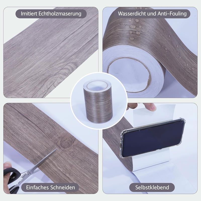 FEILAYS Fa Hatású Öntapadós Szegélyszalag 15cm x 10m Faldekoráció