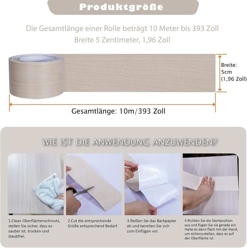 FEILAYS Fa Mintás Javítószalag Padló és Ajtó Javításhoz 5cm x 10m