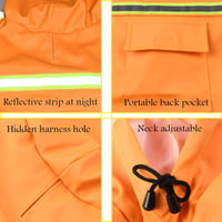 FEimaX kutya esőkabát kapucnival, vízálló, szélálló, reflektív, könnyű, közepes-nagy kutyáknak - 4XL (Brust: 84cm, Rücke: 70cm), orange 3