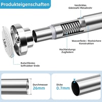 FeinKulturia rozsdamentes zuhanykarnis, 70-195 cm, fúrás nélkül, teleszkópos 2