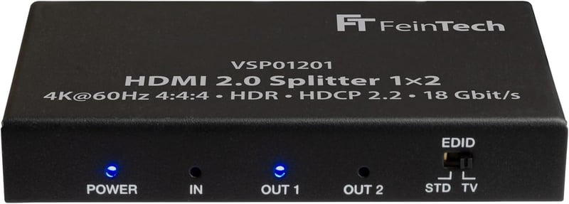 FeinTech VSP01201 HDMI 2.0 elosztó 1 be / 2 ki, 4K 60Hz HDR - fekete