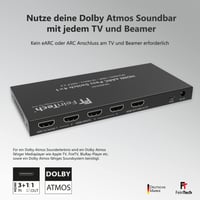 FeinTech VAX04101A HDMI eARC Pass Switch 4x1 – Audio Extractor pre eARC soundbary, 3 prehrávače médií a 1 displej, s podporou 4K 60Hz, HDR, Dolby Vision, Dolby Atmos a DTS 2