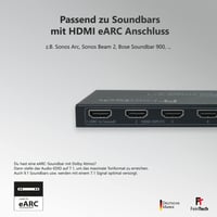 FeinTech VAX04101A HDMI eARC Pass Switch 4x1 – Audio Extractor pre eARC soundbary, 3 prehrávače médií a 1 displej, s podporou 4K 60Hz, HDR, Dolby Vision, Dolby Atmos a DTS 3