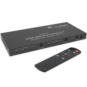 FeinTech VAX04101A HDMI eARC Pass Switch 4x1 - Audio Extractor za eARC soundbar, 3 media playera i 1 zaslon, podrška za 4K 60Hz, HDR, Dolby Vision, Dolby Atmos, DTS