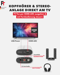 FeinTech VMA00102 HDMI ARC audio extraktor s reguláciou hlasitosti, RCA/AUX/3,5 mm 2