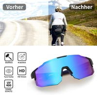FEISEDY Sportnapszemüveg Férfiaknak Nőknek - Tükrös Kerékpáros Szemüveg UV400 Védelemmel - MTB, Országúti Biciklizéshez, Futáshoz, Kék 8