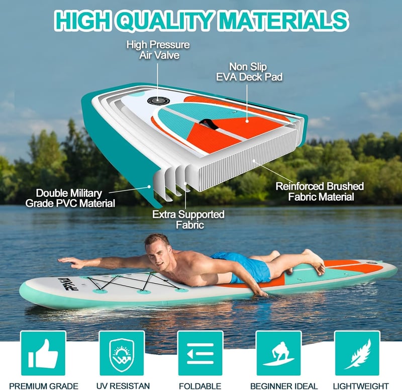 Felfújható SUP Deszka 320x82x15 cm, Stand Up Paddle Board Szett Teljes Kiegészítőkkel, 200 kg Teherbírás, Csúszásmentes Felület Gyerekeknek 