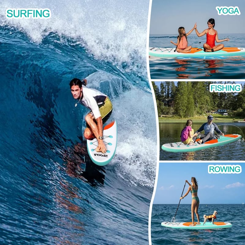 Felfújható SUP Deszka 320x82x15 cm, Stand Up Paddle Board Szett Teljes Kiegészítőkkel, 200 kg Teherbírás, Csúszásmentes Felület Gyerekeknek 