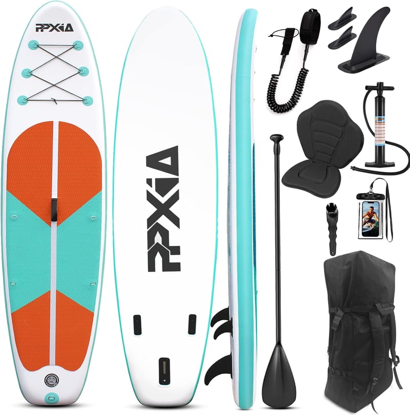 Felfújható SUP Deszka 320x82x15 cm, Stand Up Paddle Board Szett Teljes Kiegészítőkkel, 200 kg Teherbírás, Csúszásmentes Felület Gyerekeknek 