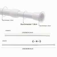 Feligio Teleskopická tyč na sprchový záves bez vŕtania, rozperná tyč na záclony a sprchové závesy, 135 – 250 cm, biela, priemer 28 mm 4