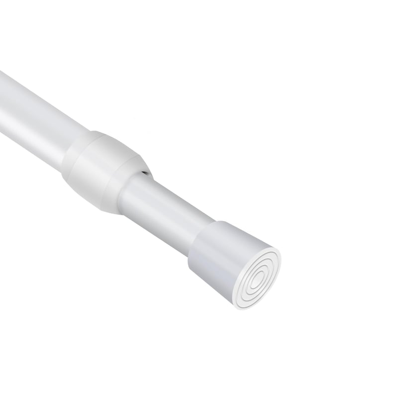 Feligio Teleskopická tyč na sprchový záves bez vŕtania, rozperná tyč na záclony a sprchové závesy, 135 – 250 cm, biela, priemer 28 mm