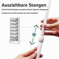 Feligio Teleskopická tyč na sprchový záves bez vŕtania, rozperná tyč na záclony a sprchové závesy, 135 – 250 cm, biela, priemer 28 mm 3