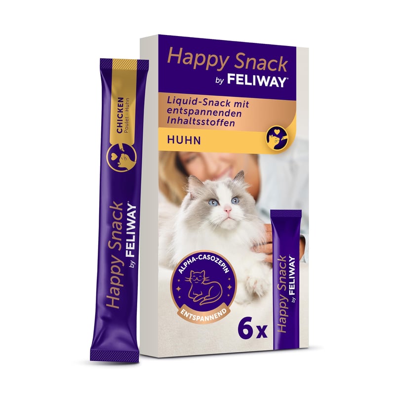 FELIWAY Happy Snack Krémes Macskasnack Csirkés Ízesítéssel – Megnyugtató Jutalomfalat – 6 db Stick