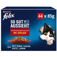 Hrană umedă pentru pisici Felix As Good as It Looks, selecție de rețete de la țară, 44 plicuri, bucățele delicioase în aspic, 4 arome diferite, nutriție 100% completă 1