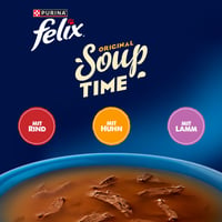 Hrană complementară umedă pentru pisici Felix Soup Time Original – Aromă de vită, pui și miel – Supă cu sos, 6 plicuri per pachet 2