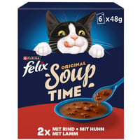 Hrană complementară umedă pentru pisici Felix Soup Time Original – Aromă de vită, pui și miel – Supă cu sos, 6 plicuri per pachet 1