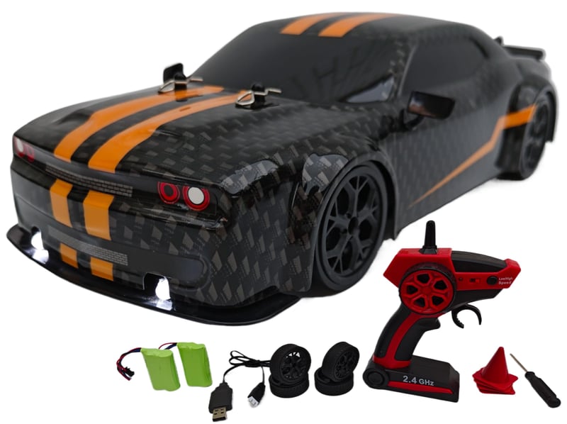 FelizWina RC driftovacie auto na diaľkové ovládanie, mierka 1:14, pohon 4WD, 25 km/h, s LED osvetlením a 2 batériami, pretekárske auto pre deti, chlapcov aj dievčatá