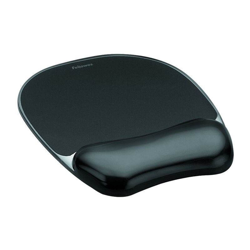 Mouse pad cu suport pentru încheietură Fellowes Crystal Gel, ergonomic, gel negru transparent