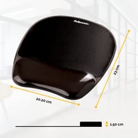 Mouse pad cu suport pentru încheietură Fellowes Crystal Gel, ergonomic, gel negru transparent 3