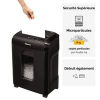 Fellowes Powershred 10M Mikrovágású Iratmegsemmisítő, 10 lap, P5 biztonsági szint, 19L kosár, 2000+ részecske/A4, fekete 3
