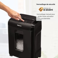 Fellowes Powershred 10M Mikrovágású Iratmegsemmisítő, 10 lap, P5 biztonsági szint, 19L kosár, 2000+ részecske/A4, fekete 5