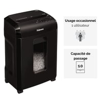 Fellowes Powershred 10M Mikrovágású Iratmegsemmisítő, 10 lap, P5 biztonsági szint, 19L kosár, 2000+ részecske/A4, fekete 2