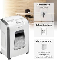 Fellowes Powershred FS-12C Iratmegsemmisítő - P-4 Keresztvágás, 12 Lap, 19 Literes Kosár, Tűzkapocs és Bankkártya Aprítás, Irodai Használatr 2