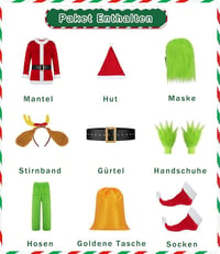 Felnőtt Grincs Mikulás Jelmez Szett Karácsonyi Sapkával és Zsákkal 3XL-es méret - Zöld Szörnyeteg Cosplay Ruha Férfiaknak Karácsonyi Bulira 2