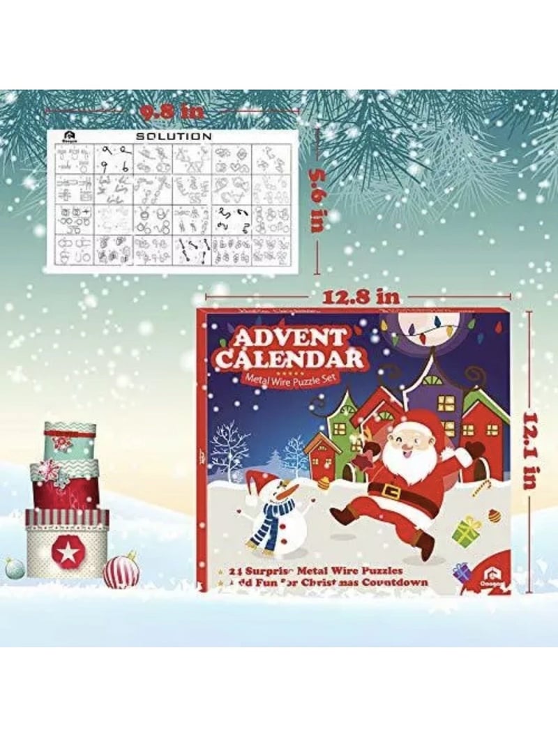 Calendar Advent Metalic Puzzle cu Sârmă, Joc Numărătoare Inversă pentru Crăciun