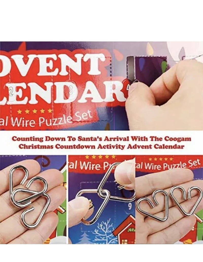 Calendar Advent Metalic Puzzle cu Sârmă, Joc Numărătoare Inversă pentru Crăciun