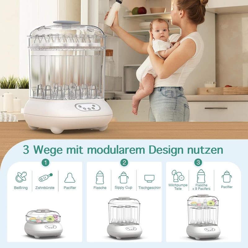femometer family Elektromos Gőz Sterilizáló és Szárító 9 Palackhoz Fehér