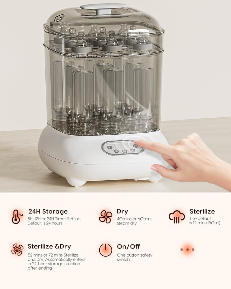 femometer family Elektromos Gőz Sterilizáló és Szárító 9 Palackhoz Tartozékokkal