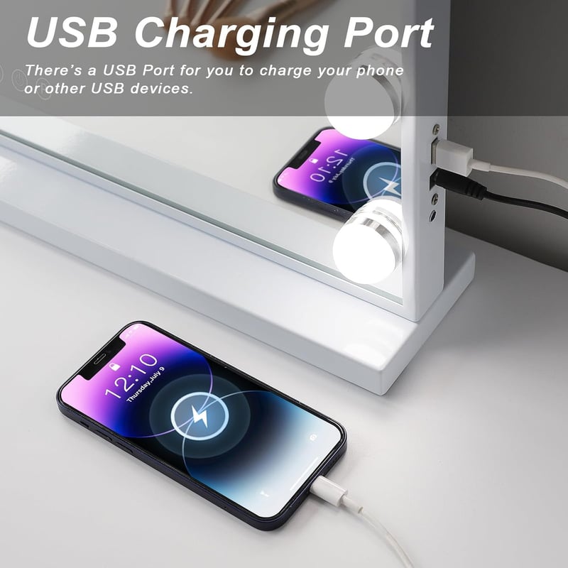 FENCHILIN Hollywood Sminkespegel USB-C csatlakozással, 15 LED lámpa, 3 fényerő mód