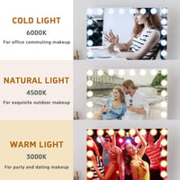 FENCHILIN Hollywood Sminkespegel USB-s 18 LED Lámpával 3 Színhőmérséklet Fehér 4