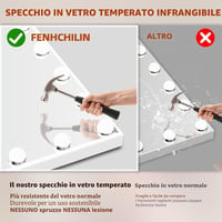 Oglindă de machiaj Hollywood FENCHILIN cu 18 LED-uri reglabile, difuzor, oglindă cu mărire 10x și port de încărcare USB, 80x58 cm 5