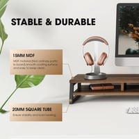 Fenge 108 cm-es Dupla Monitor Állvány - Ergonomikus PC/Laptop/Nyomtató Tartó, 45 kg Teherbírás, 2 Szintes Íróasztal Szervező, Barna 4