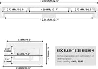 Fenge 108 cm-es Dupla Monitor Állvány - Ergonomikus PC/Laptop/Nyomtató Tartó, 45 kg Teherbírás, 2 Szintes Íróasztal Szervező, Barna 5