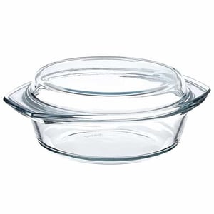 Oală Fenix din sticlă termorezistentă cu capac – Vas rotund din sticlă 2,5 L – Vas de gătit ignifug pentru plită pe gaz și electrică