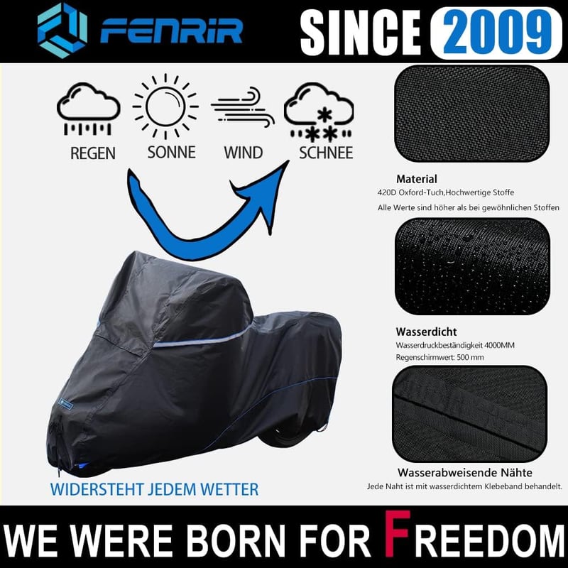 FENRIR 220 cm Motoros Ponyva Vízálló Motorkerékpár Takaró Kültéri Beltéri Használat